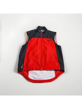 ILLUMI NITE Men’s Sz M Reflective Vest/Red Running Biking Full Zip Pockets (A8)